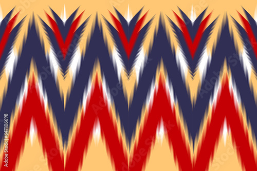 Ethnic abstract ikat art. Seamless pattern in tribal, folk embroidery, and Mexican style. 
Aztec brown geometric art ornament print.Design for carpet,clothing, wrapping,fabric,textile,Ikat
