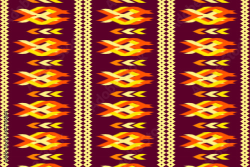 Ethnic abstract ikat art. Seamless pattern in tribal, folk embroidery, and Mexican style. 
Aztec brown geometric art ornament print.Design for carpet,clothing, wrapping,fabric,textile,Ikat
