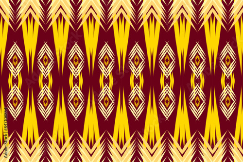 Ethnic abstract ikat art. Seamless pattern in tribal, folk embroidery, and Mexican style. 
Aztec brown geometric art ornament print.Design for carpet,clothing, wrapping,fabric,textile,Ikat
