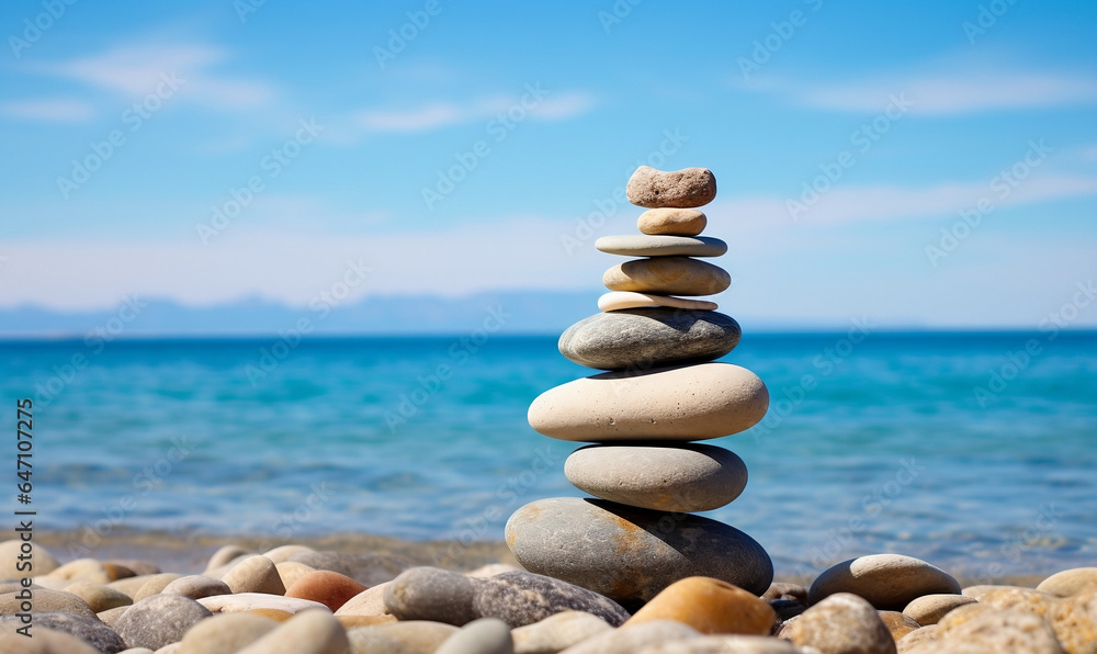 stack of stones on the beach stack of stones on the beach