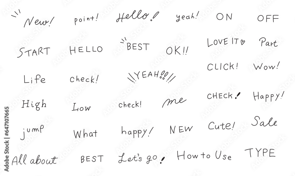 シンプルな英語の手書き文字いろいろセット シンプルな英語の手書き文字いろいろセット