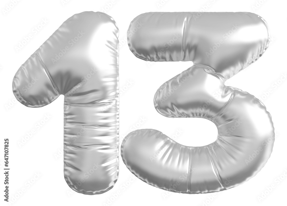 balloon number 13 - silver number balloon number 13 - silver number