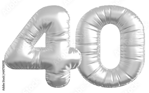 balloon number 40 - silver number