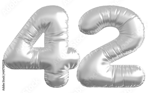 balloon number 42 - silver number