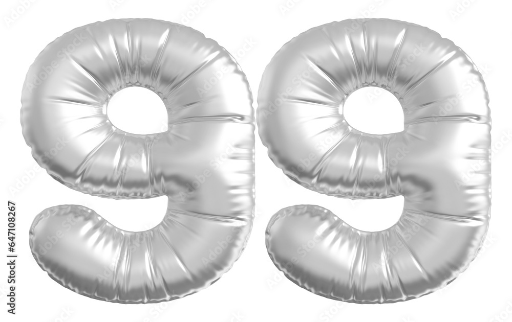 balloon number 99 - silver number balloon number 99 - silver number