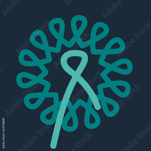 Teal ribbons, ovarian cancer awareness campaign concept.
