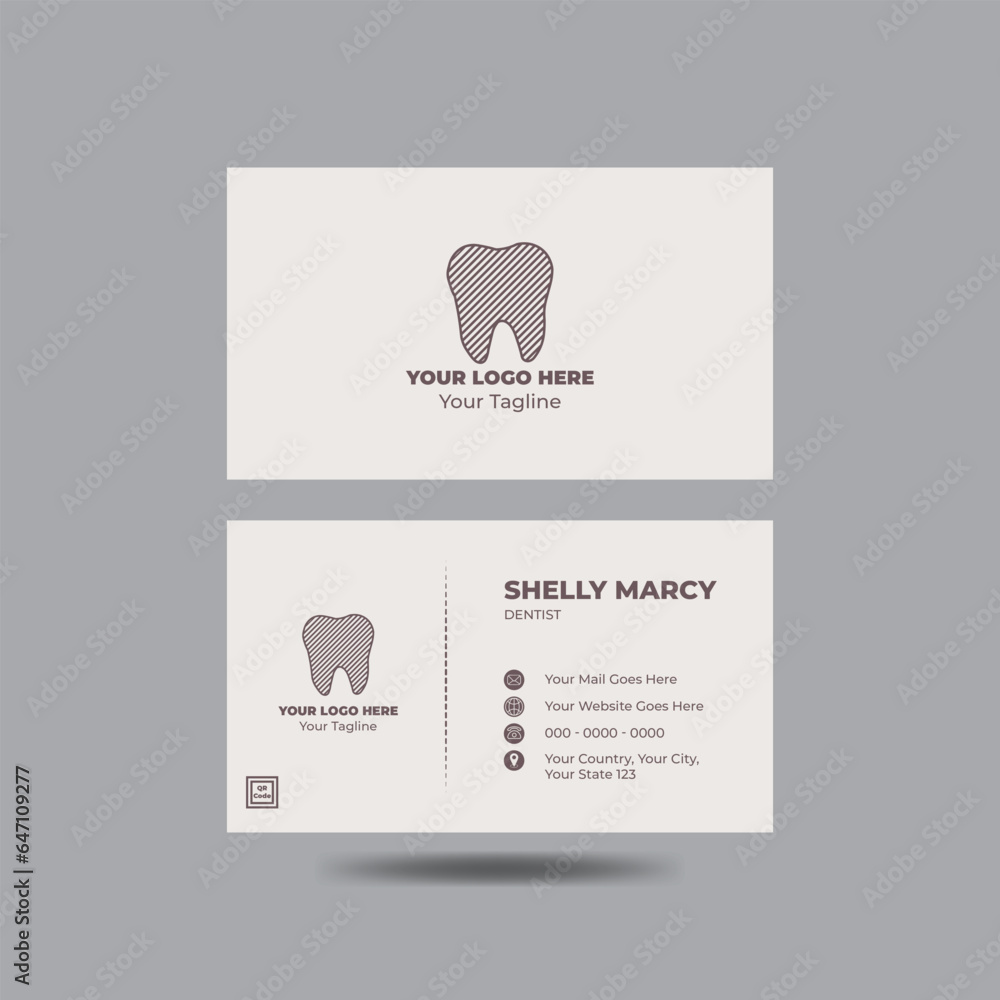 Dental Dentist Business Card or visiting card design print template with front and back view for
