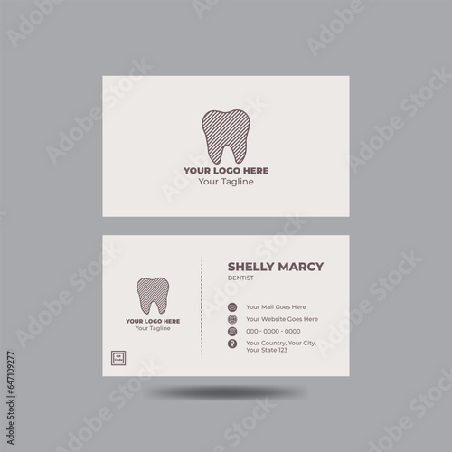  Dental Dentist Business Card or visiting card design print template with front and back view for dentistry clinic or dentist therapist medical center. 