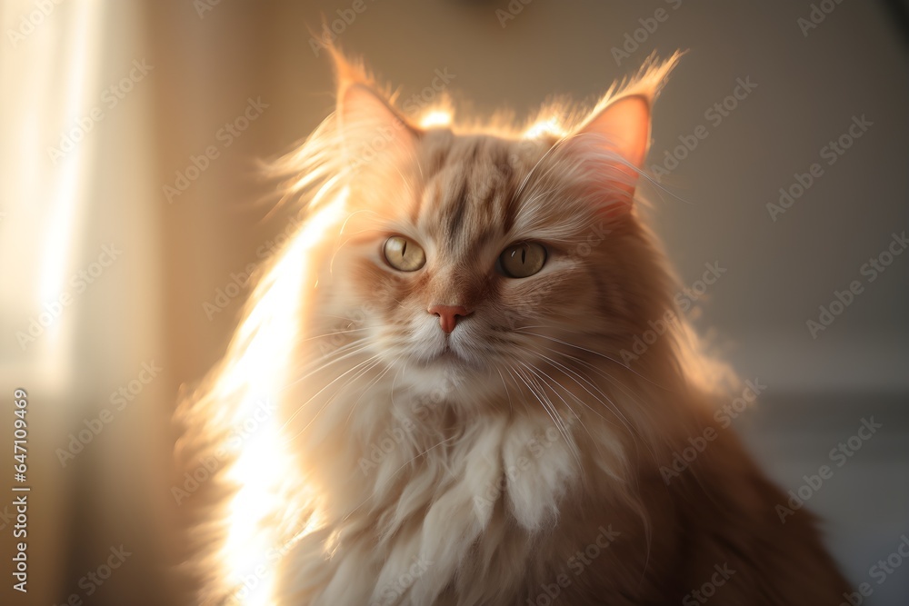Maincone Cat with Ultra Fluffy. Created with Generative AI Technology