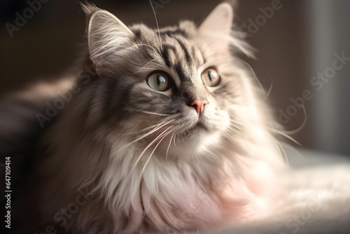 Maincone Cat with Ultra Fluffy. Created with Generative AI Technology