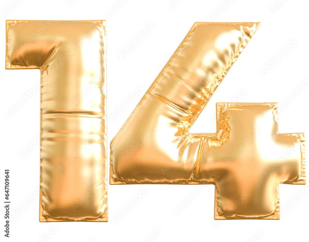 balloon number 14 - gold number