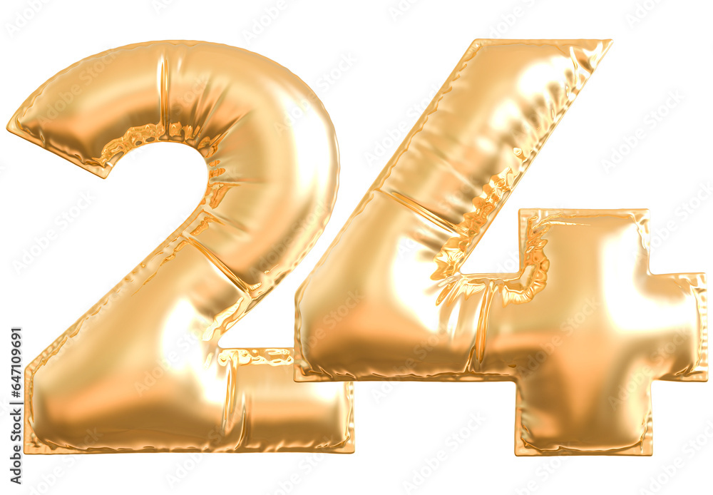 balloon number 24 - gold number