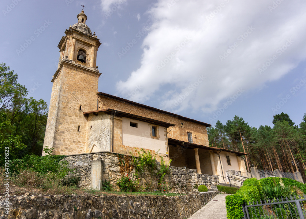 St. Andrew's church in Vírgala Mayor. Medieval church deeply renovated in 1828. Álava, Basque Country, Spain.