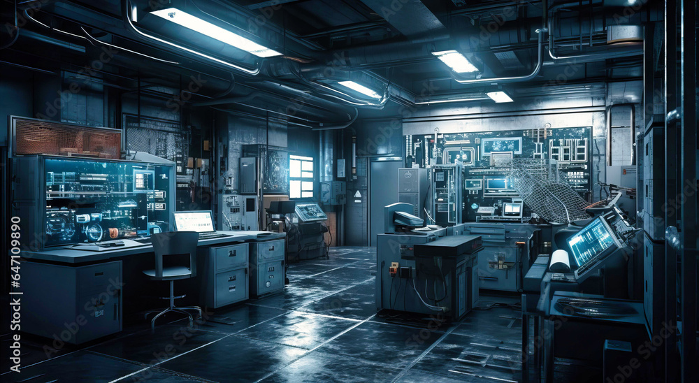 An Industrial Space with Futuristic Technology and Electronics An Industrial Space with Futuristic Technology and Electronics