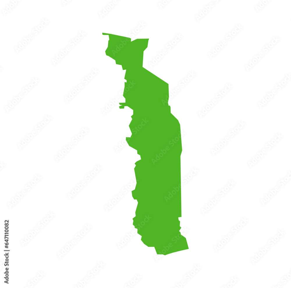 Togo vector map in green color.