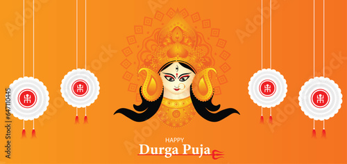 happy durga puja indian festival navratri vector poster 