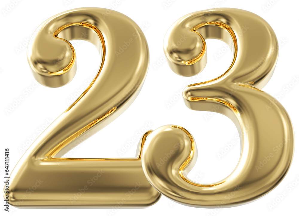 3d number 23 - gold number 3d number 23 - gold number