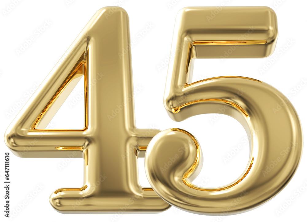 3d number 45 - gold number