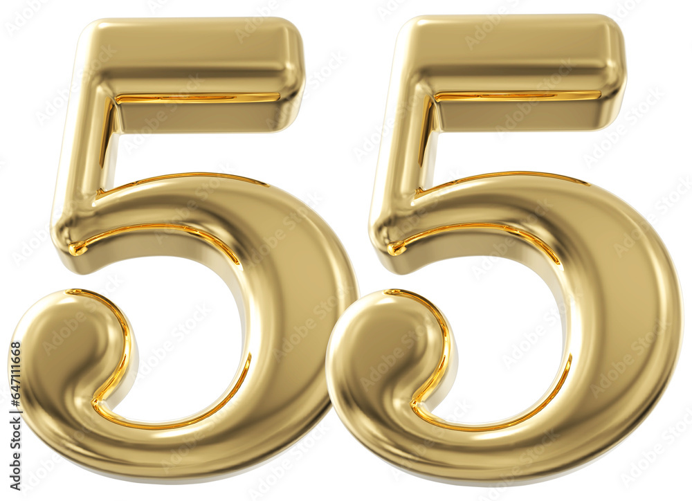 3d number 55 - gold number 3d number 55 - gold number