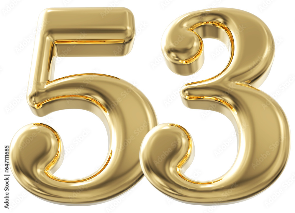 3d number 53 - gold number 3d number 53 - gold number