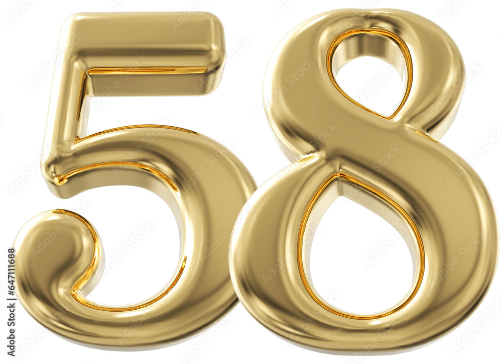 3d number 58 - gold number 3d number 58 - gold number