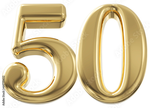 3d number 50 - gold number