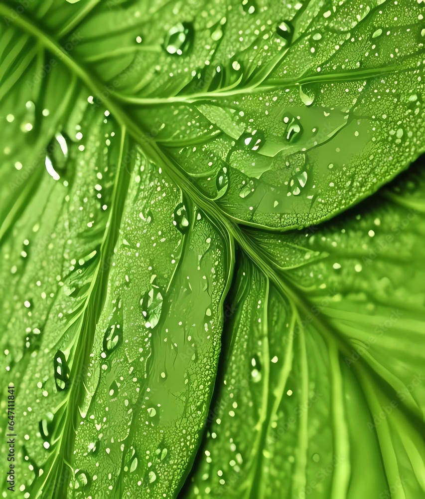 Natural leaf texture with water drops Natural leaf texture with water drops