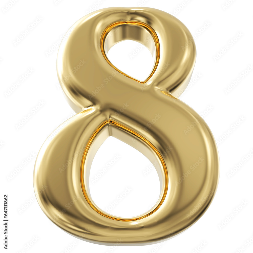 3d number 8 - gold number 3d number 8 - gold number
