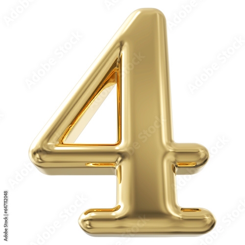 3d number 4 - gold number