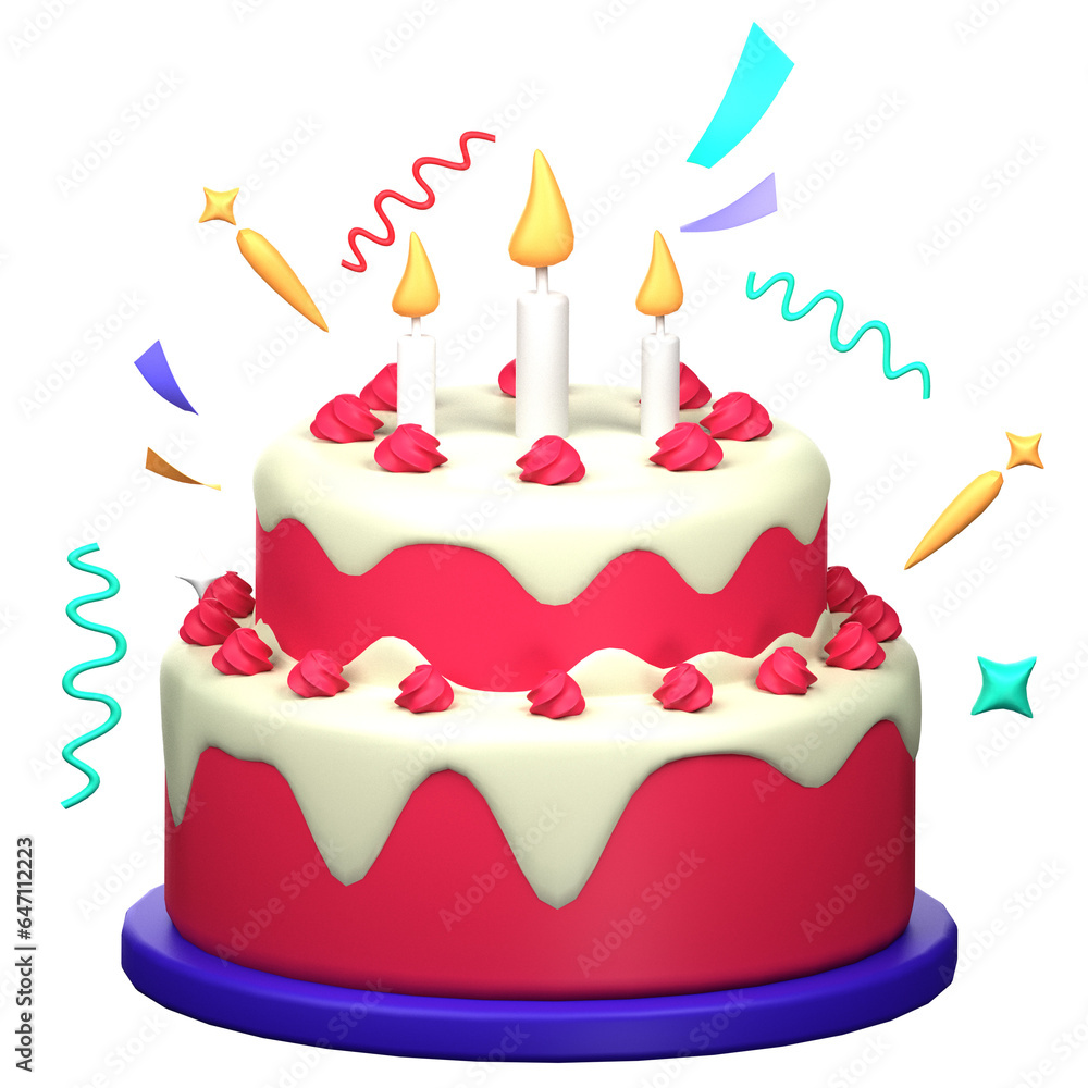 Party Cake 3D Icon Party Cake 3D Icon