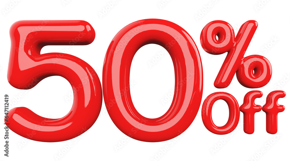 Discount 50 Percent Off - 3d Number Red Sale Discount 50 Percent Off - 3d Number Red Sale
