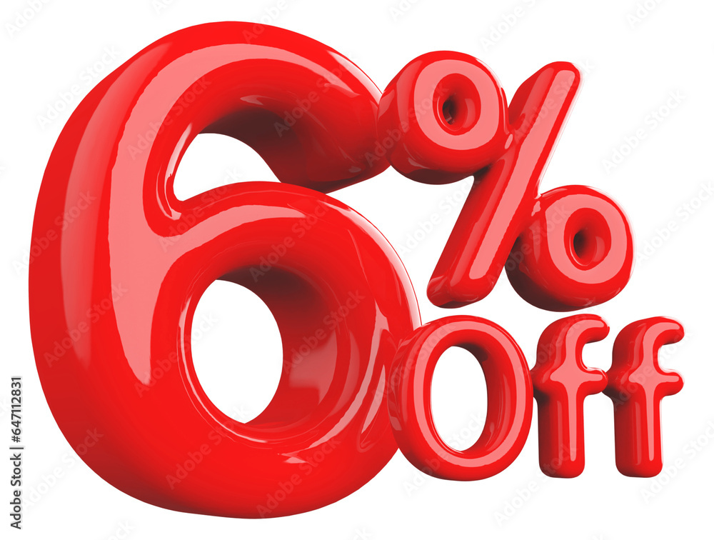 Discount 6 Percent Off - 3d Number Red Sale
