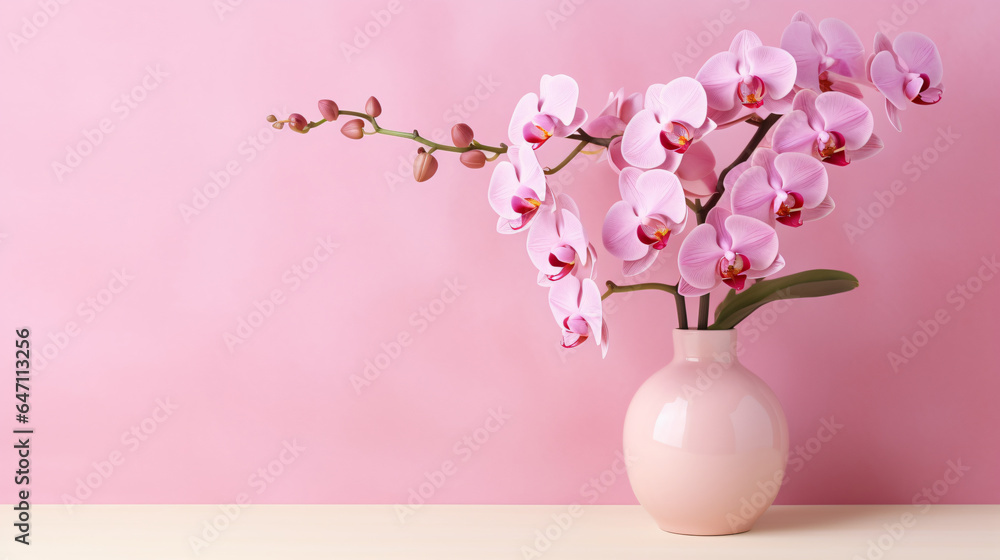 Beautiful flowers composition. Bouquet pink orchids