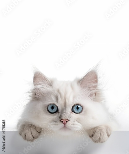 Wallpaper Mural white background, cat generative AI. Torontodigital.ca