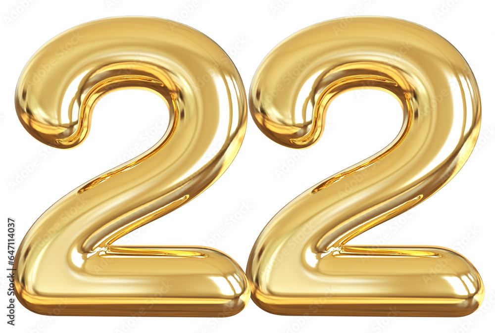 balloon number 22 - gold number balloon number 22 - gold number
