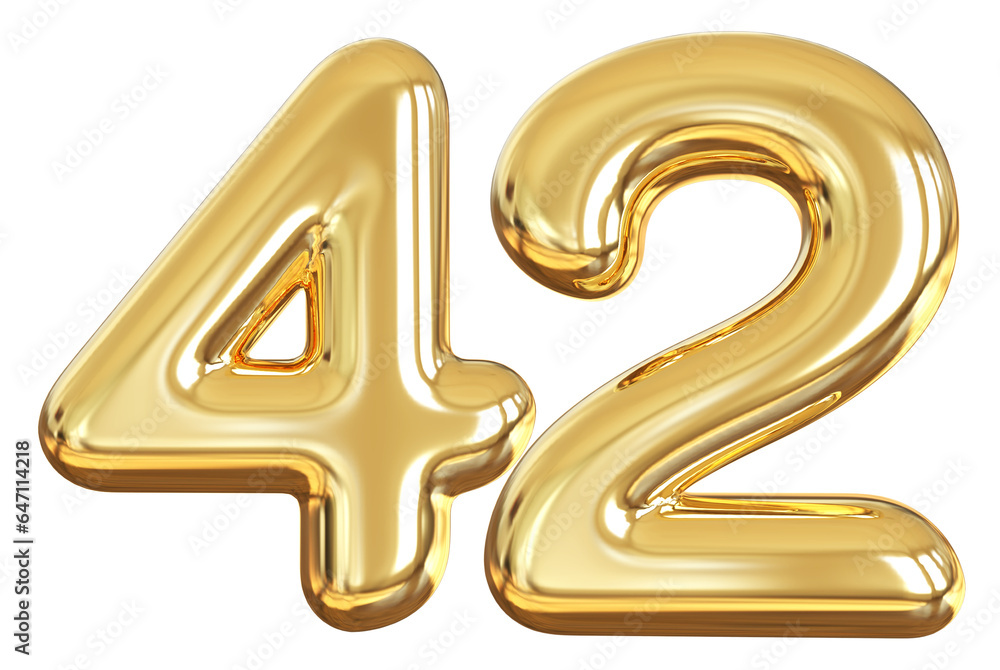 balloon number 42 - gold number balloon number 42 - gold number