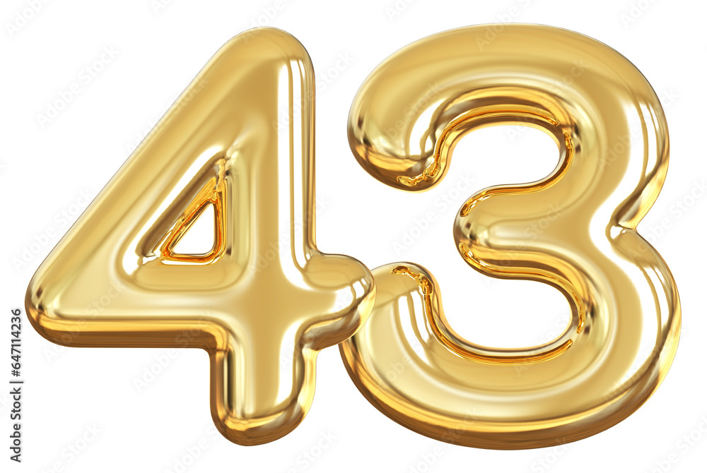 balloon number 43 - gold number balloon number 43 - gold number