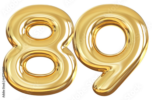 balloon number 89 - gold number