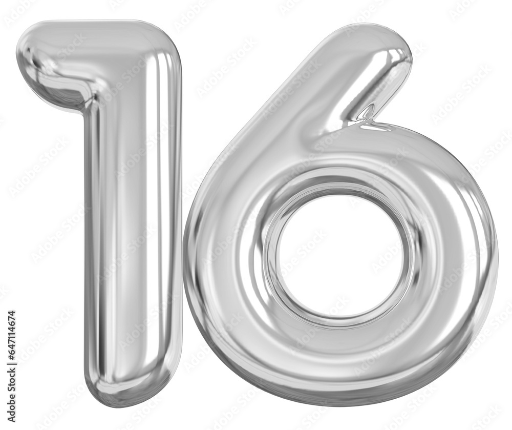 3d number 16 - silver number 3d number 16 - silver number