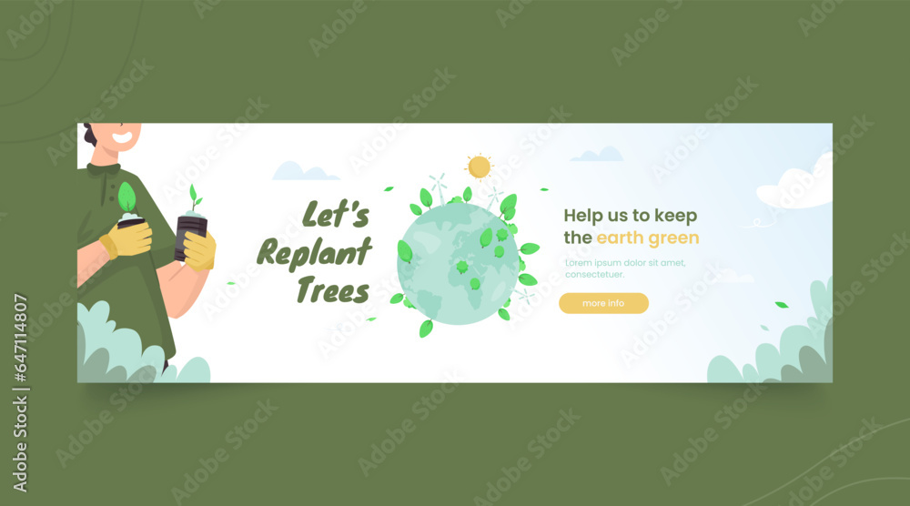 Fototapeta premium Go green with replant trees campaign on banner design