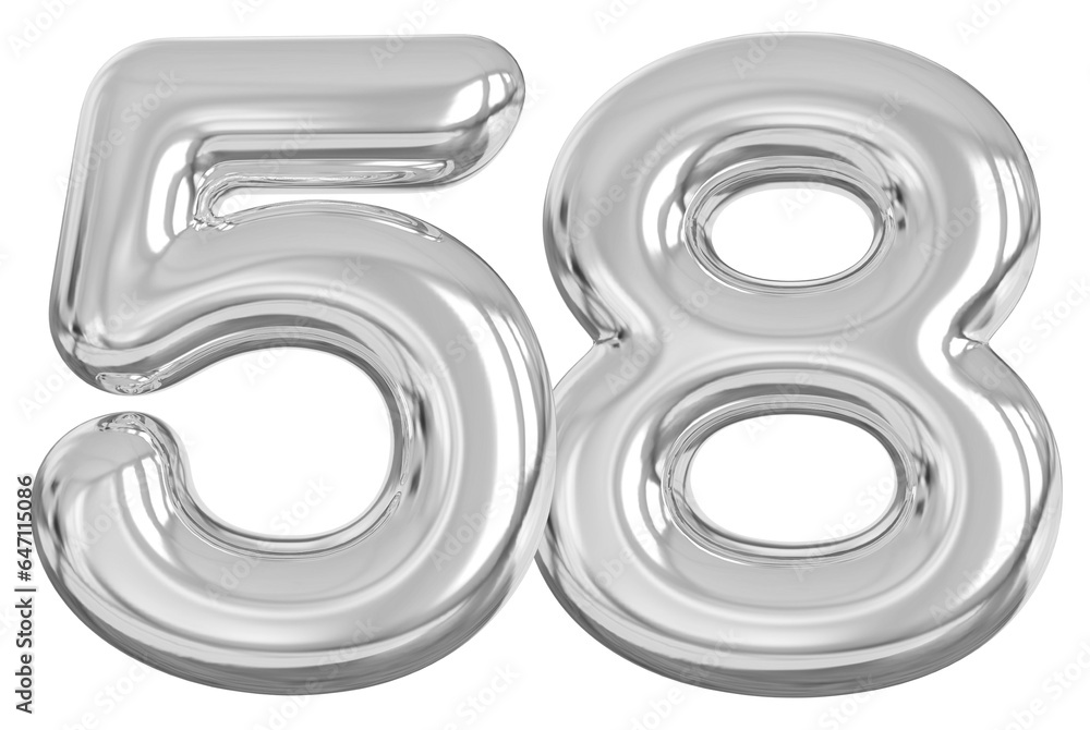 3d number 58 - silver number 3d number 58 - silver number