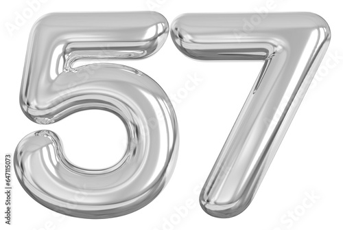 3d number 57 - silver number