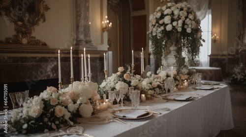 Classical chic style wedding decor in a old money castle 