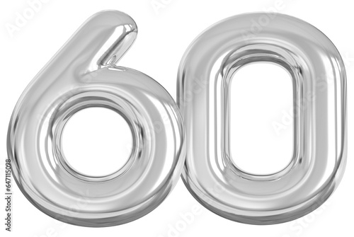 Fototapeta 3d number 60 - silver number