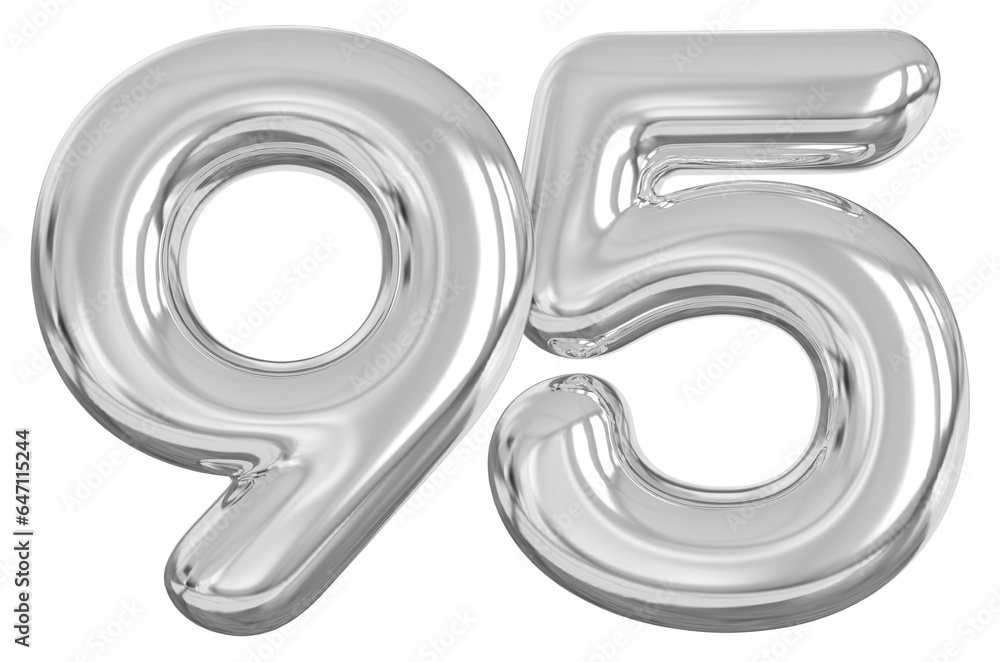 3d number 95 - silver number