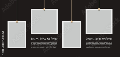 Pictures or photos frame collage. comics page grid layout abstract photo frames and digital photo wall template
