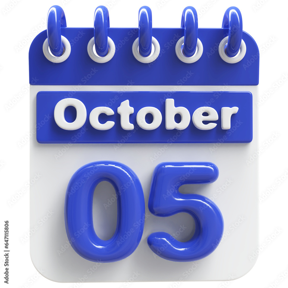 5th October - 3d Calendar Icon 5th October - 3d Calendar Icon