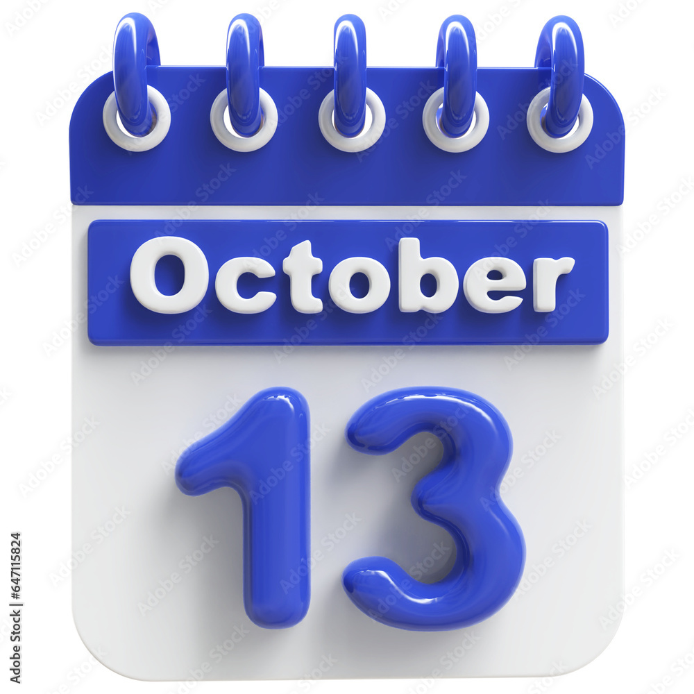 13th October - 3d Calendar Icon 13th October - 3d Calendar Icon