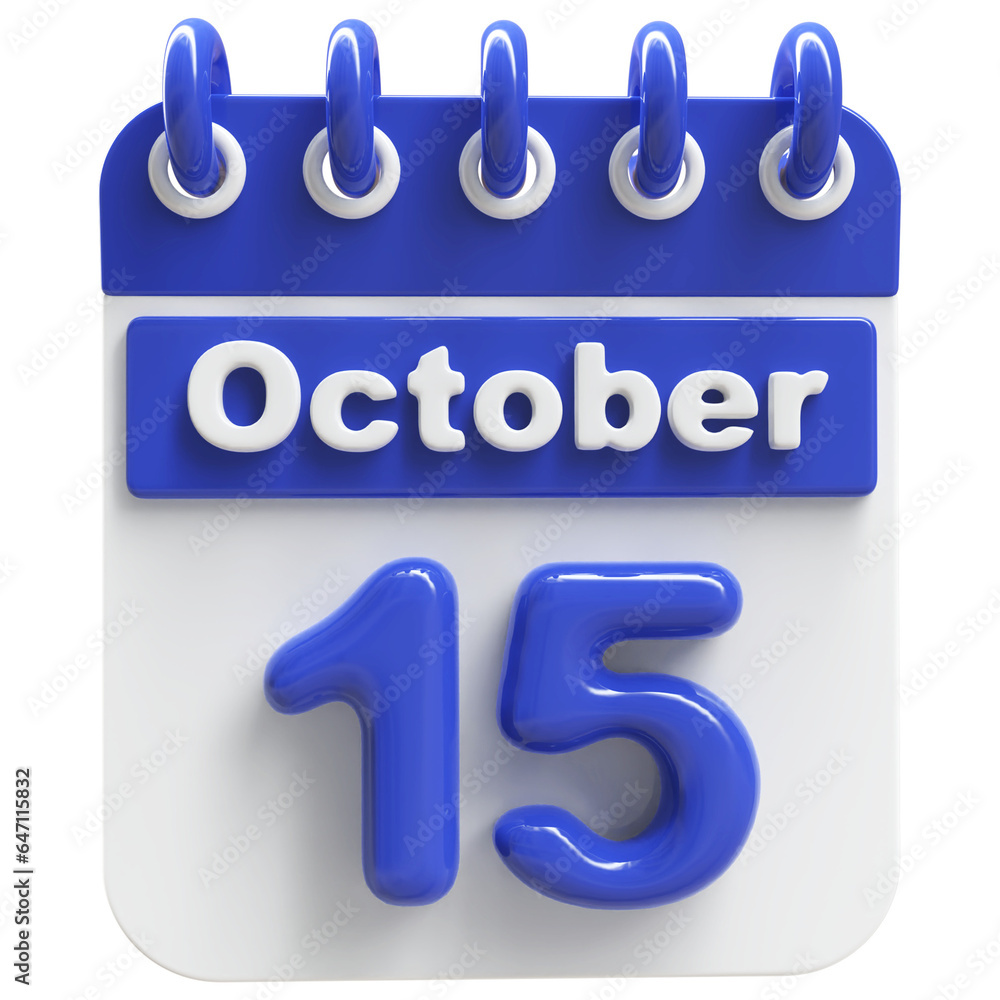 15th October - 3d Calendar Icon 15th October - 3d Calendar Icon