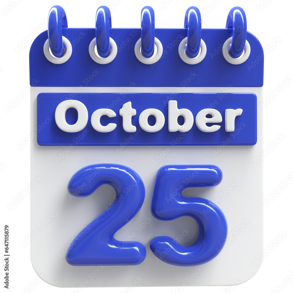 25th October - 3d Calendar Icon 25th October - 3d Calendar Icon